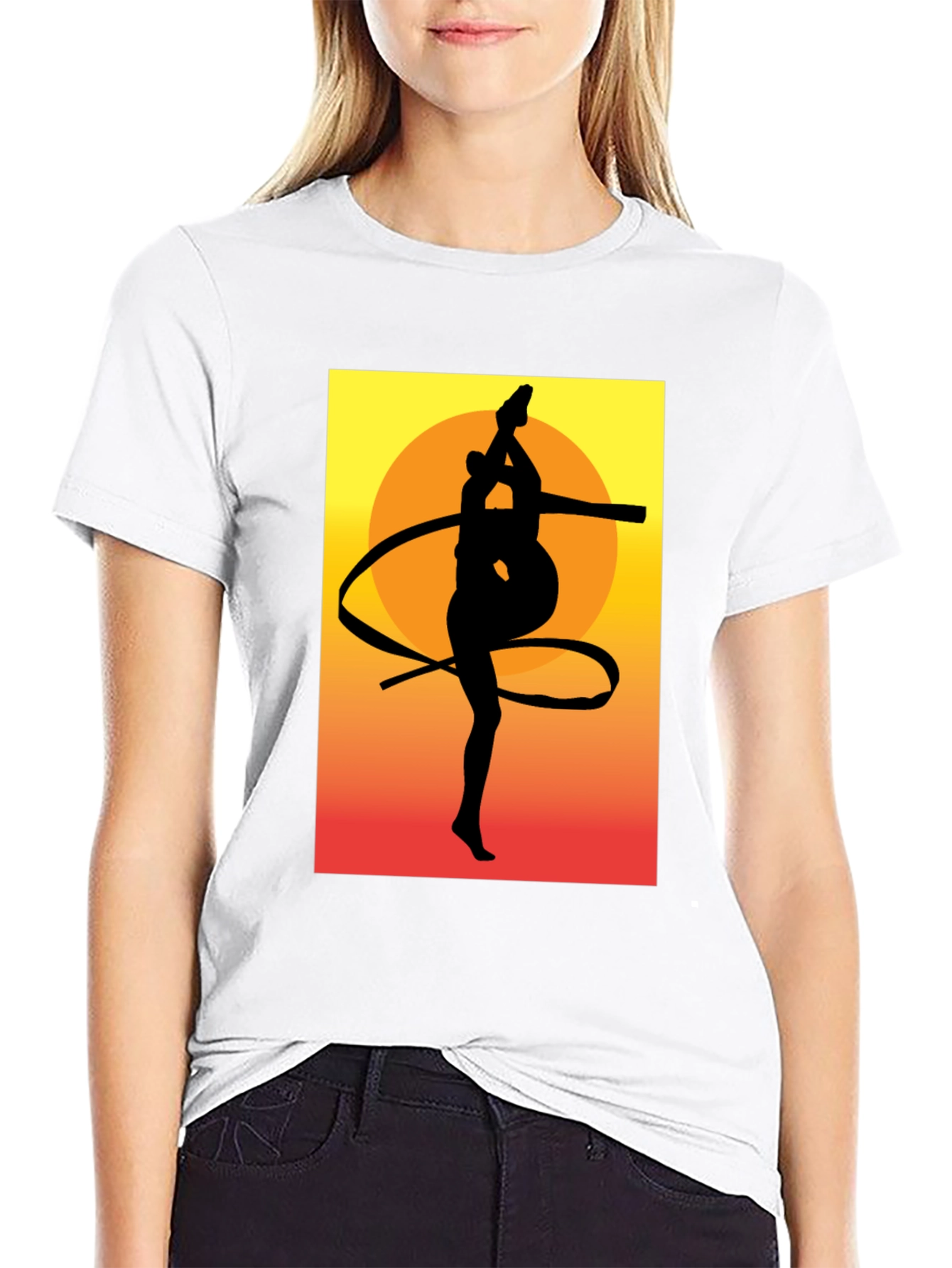 Gymnast Silhouette Graphic Tee - Sunset Design