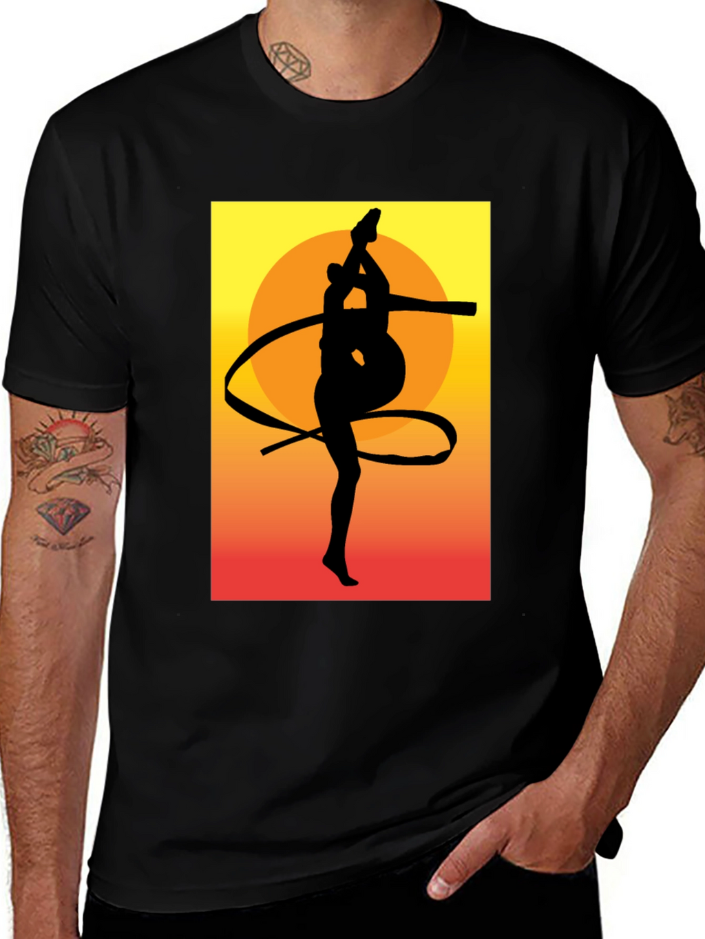 Gymnast Silhouette Graphic Tee - Sunset Design