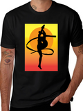 Gymnast Silhouette Graphic Tee - Sunset Design