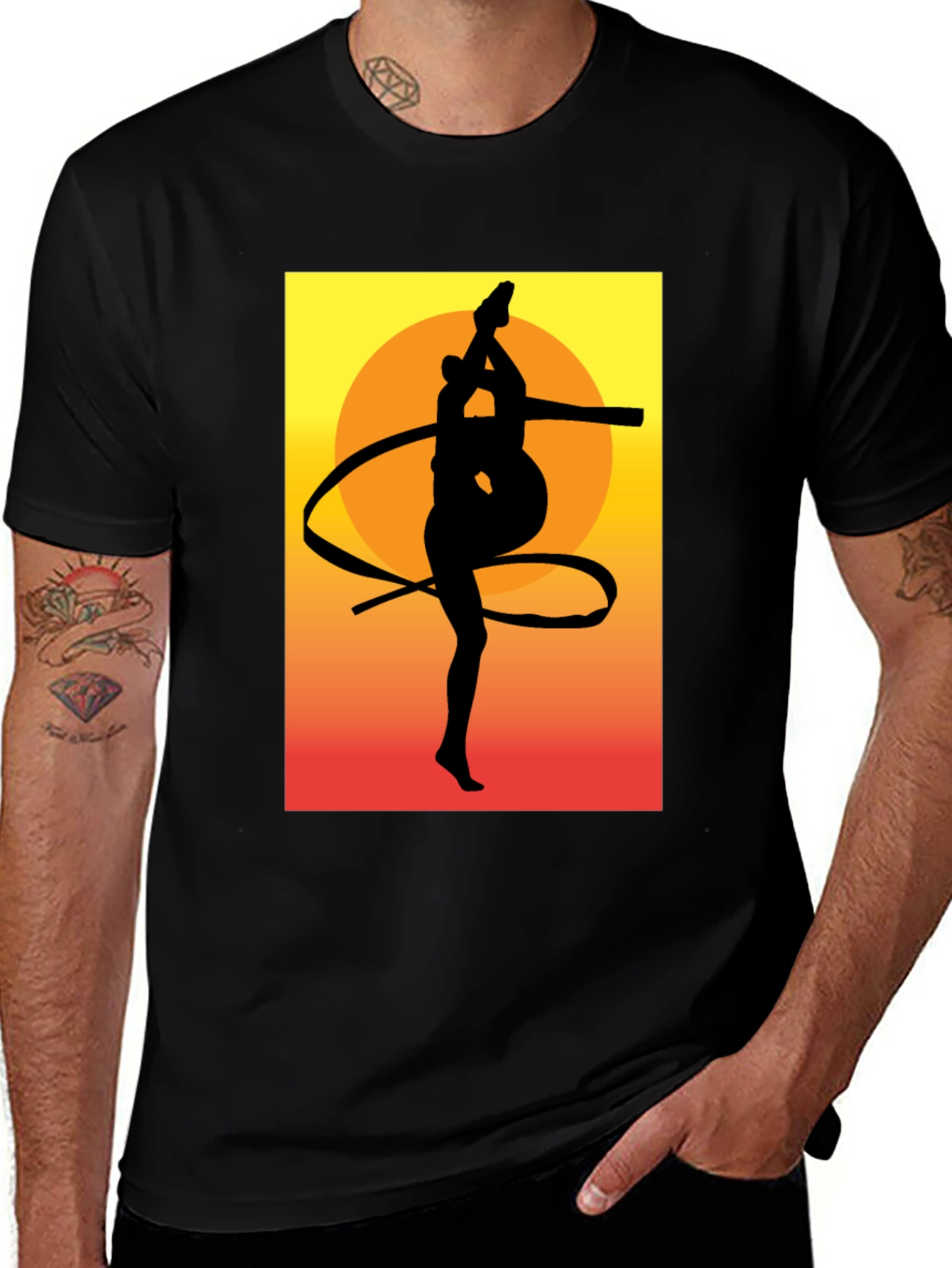 Gymnast Silhouette Graphic Tee - Sunset Design