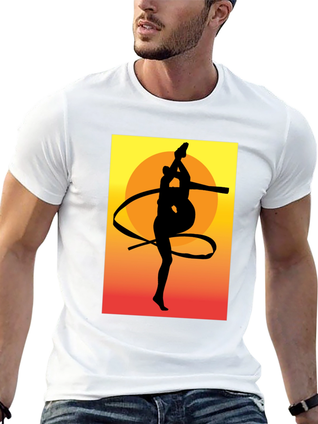 Gymnast Silhouette Graphic Tee - Sunset Design