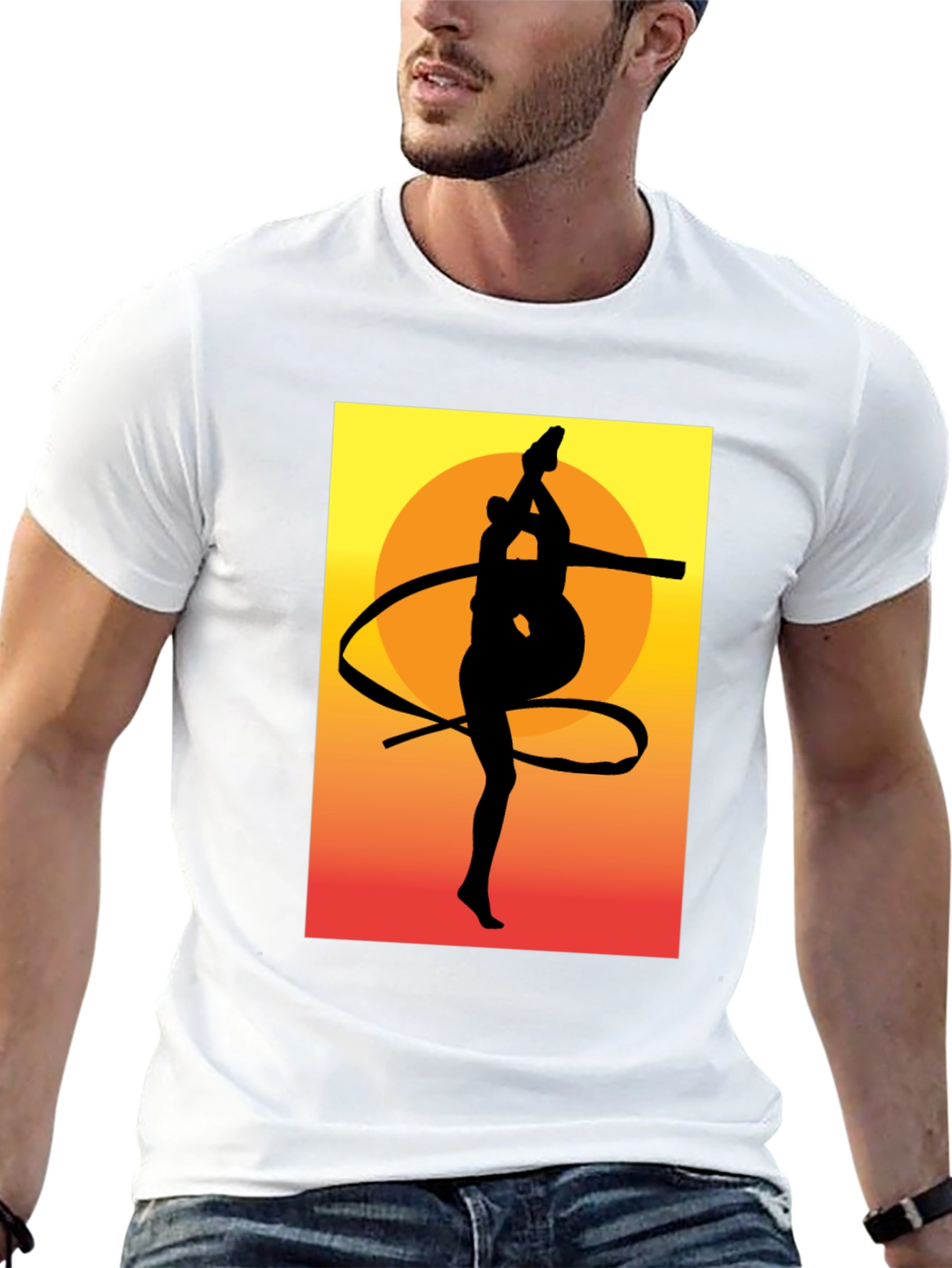 Gymnast Silhouette Graphic Tee - Sunset Design