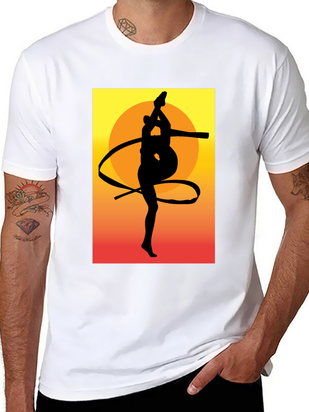 Gymnast Silhouette Graphic Tee - Sunset Design