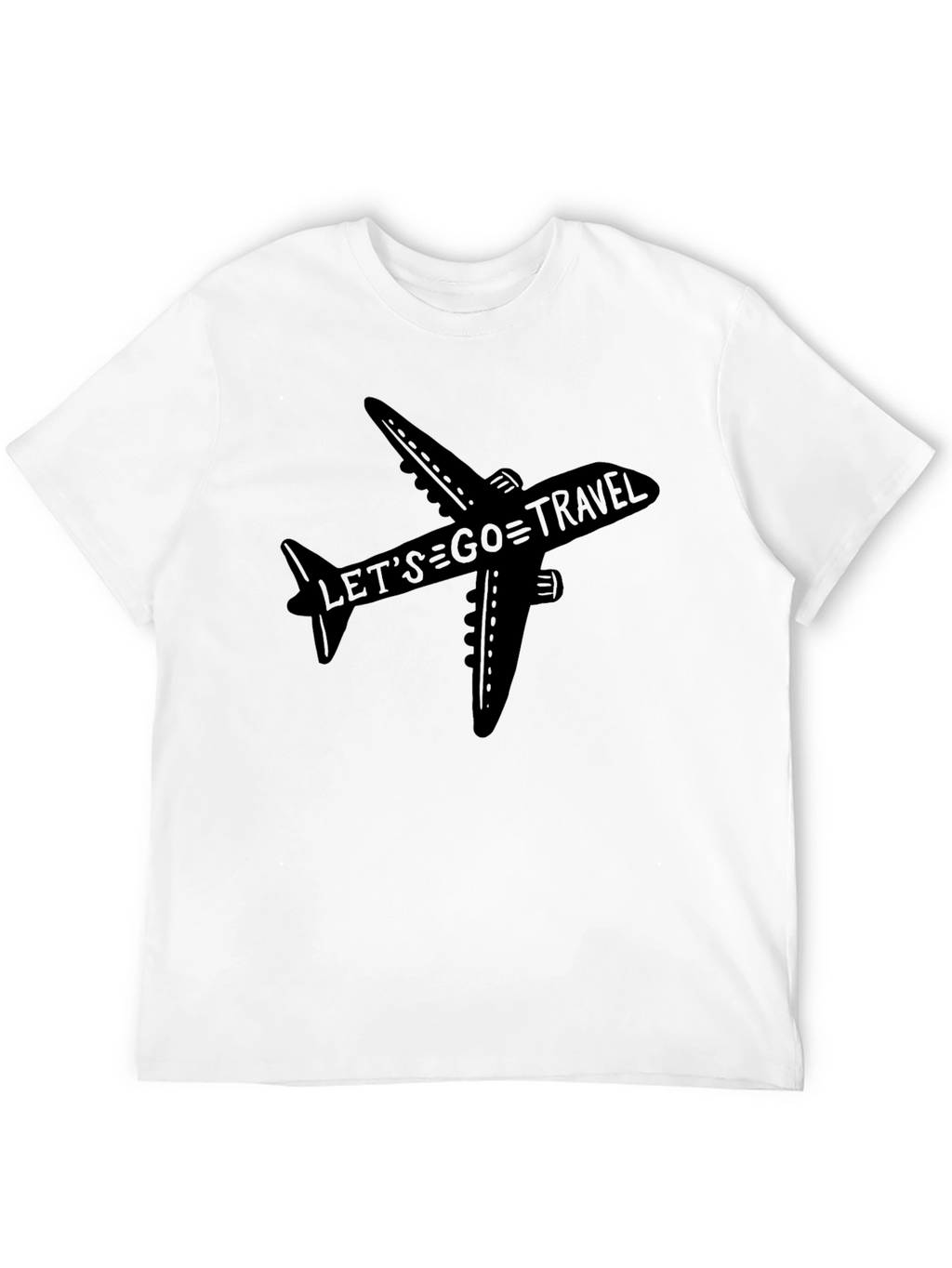 Lets Go Travel Airplane Graphic Tee - Black