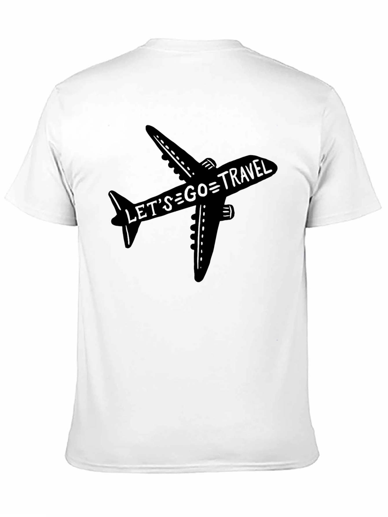 Lets Go Travel Airplane Graphic Tee - Black