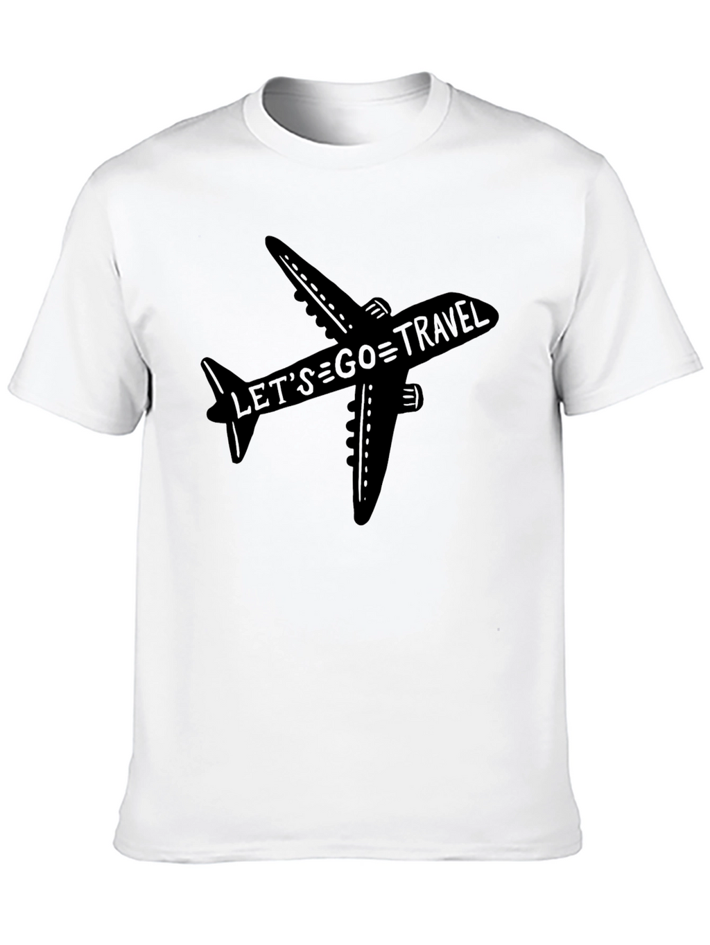 Lets Go Travel Airplane Graphic Tee - Black