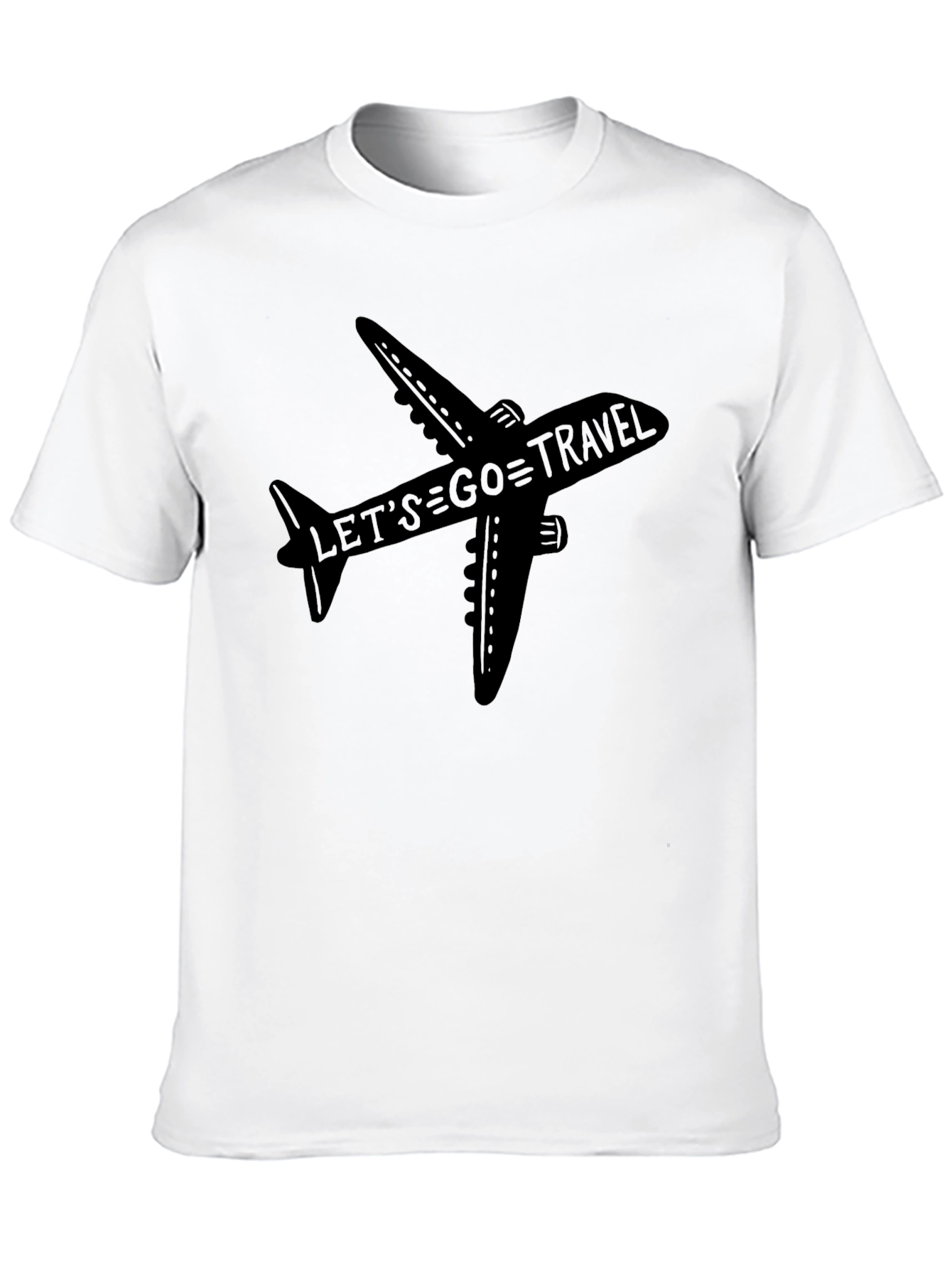 Lets Go Travel Airplane Graphic Tee - Black
