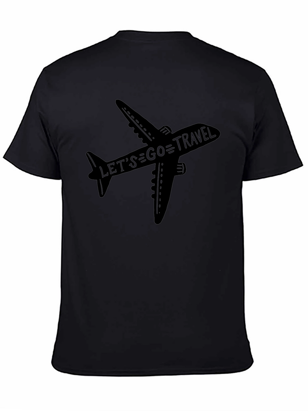 Lets Go Travel Airplane Graphic Tee - Black