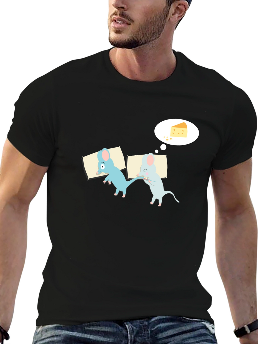 Funny Sleeping Mice Cheese Dream Graphic Tee