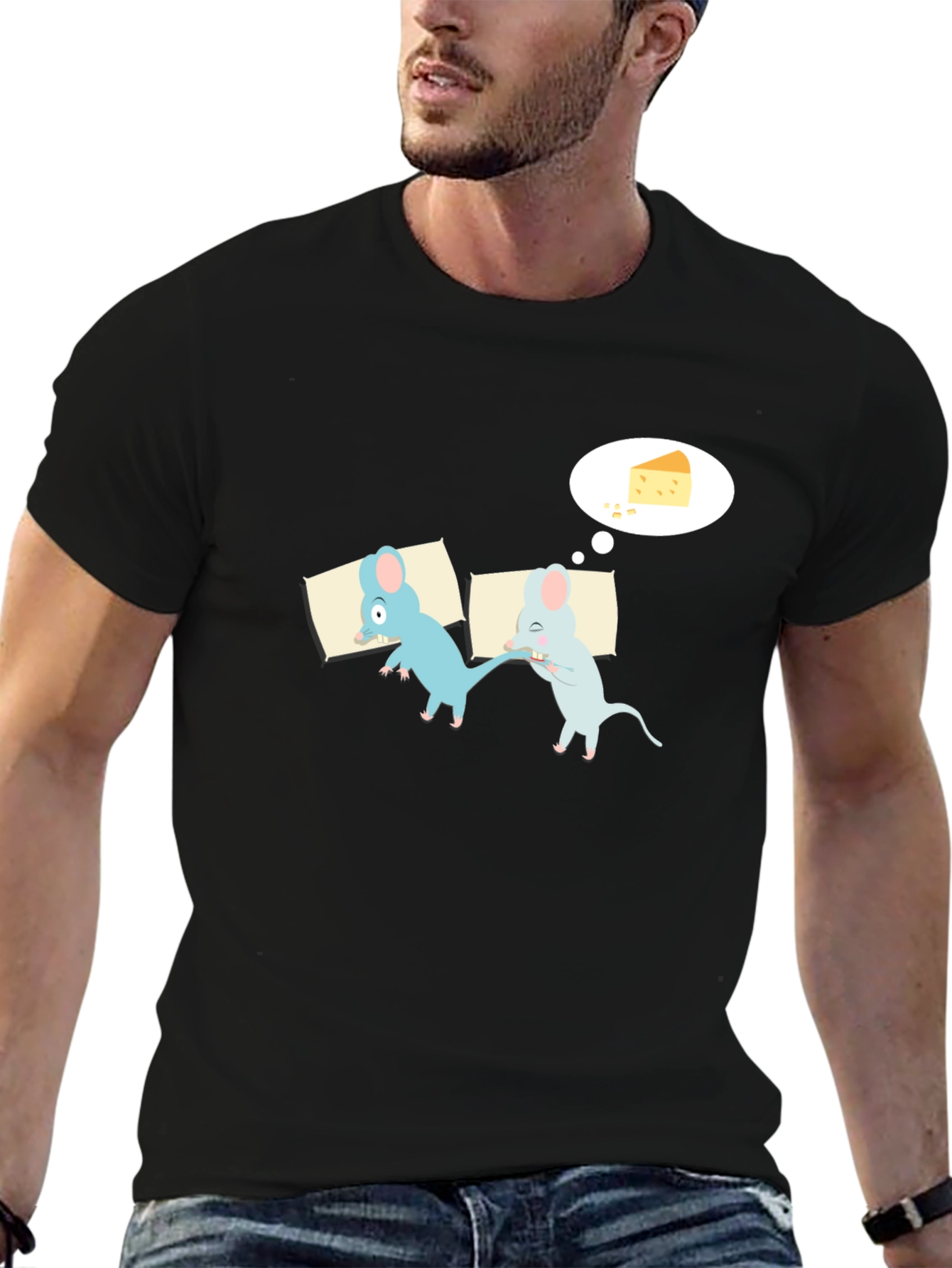 Funny Sleeping Mice Cheese Dream Graphic Tee