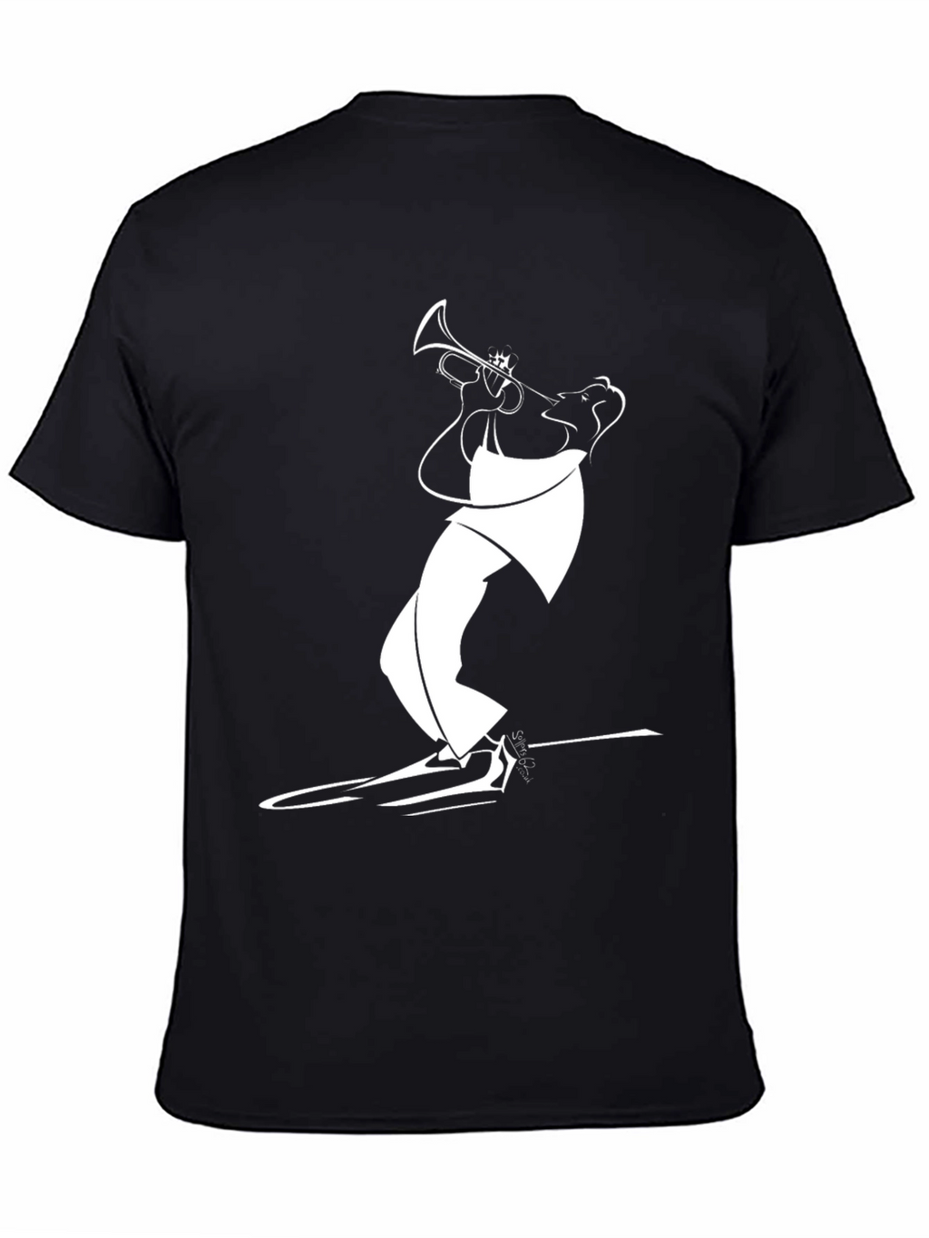 Black T-Shirt with White Jazz Musician Design