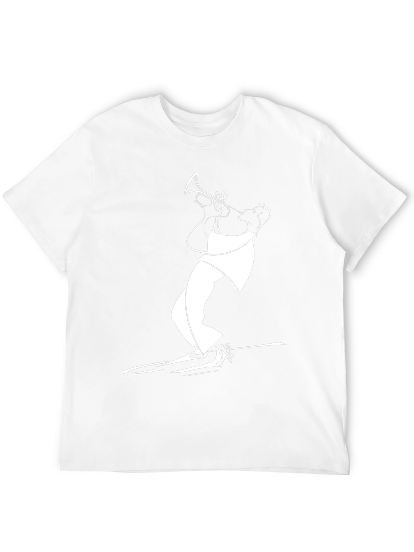 Black T-Shirt with White Jazz Musician Design
