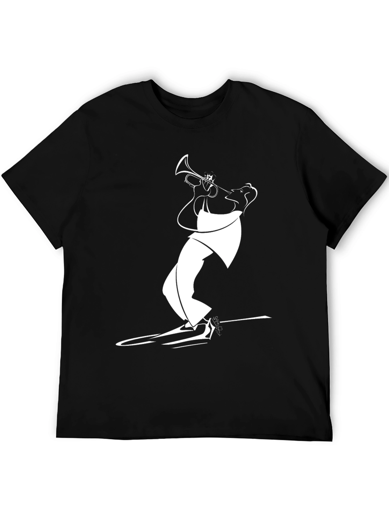 Black T-Shirt with White Jazz Musician Design