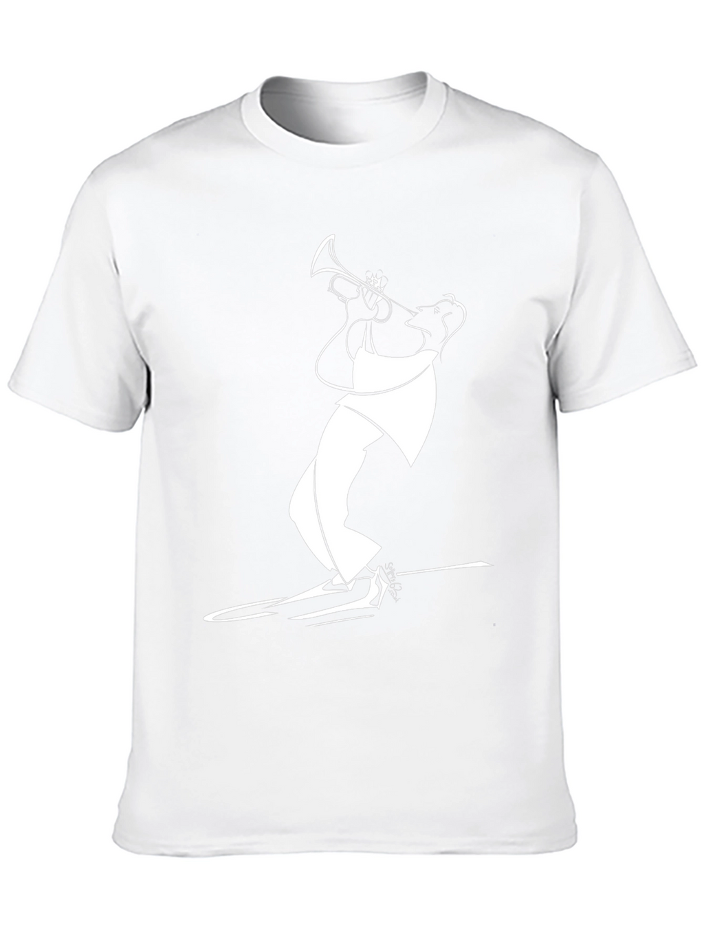 Black T-Shirt with White Jazz Musician Design