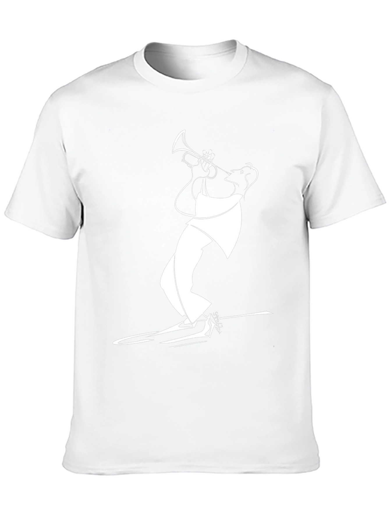 Black T-Shirt with White Jazz Musician Design