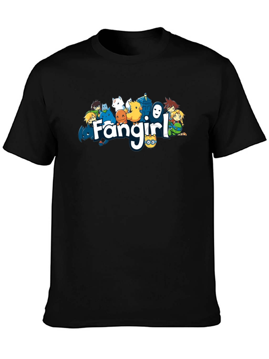 Fangirl Anime Cartoon Black T-Shirt