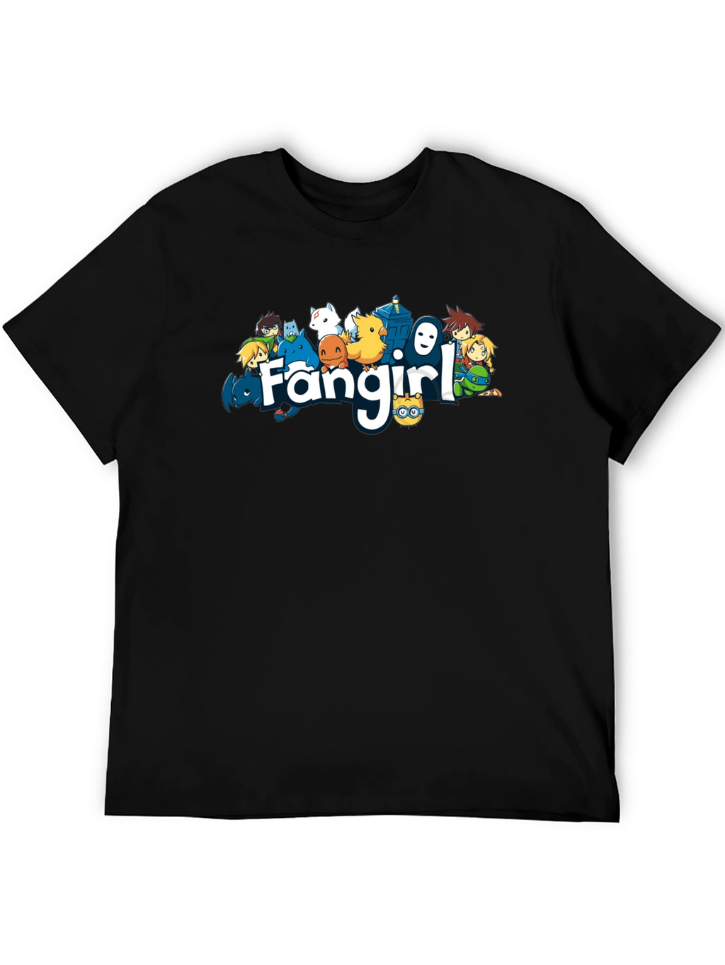 Fangirl Anime Cartoon Black T-Shirt