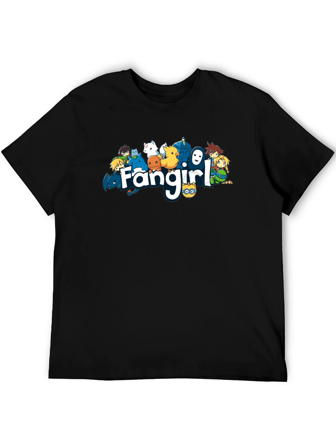 Fangirl Anime Cartoon Black T-Shirt