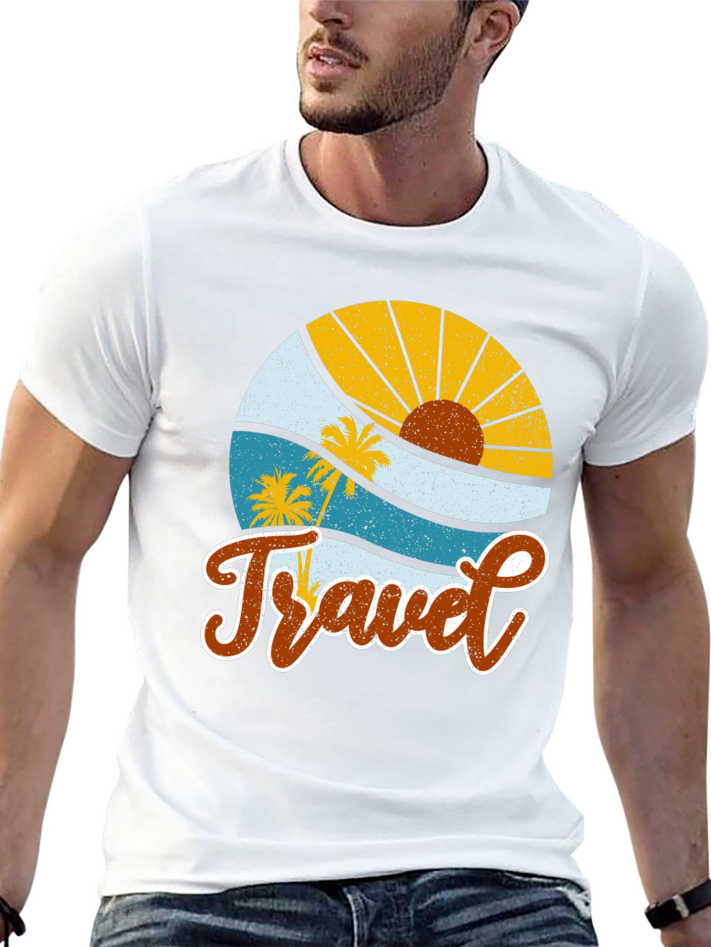 Retro Travel Graphic Tee - Tropical Vacation Shirt
