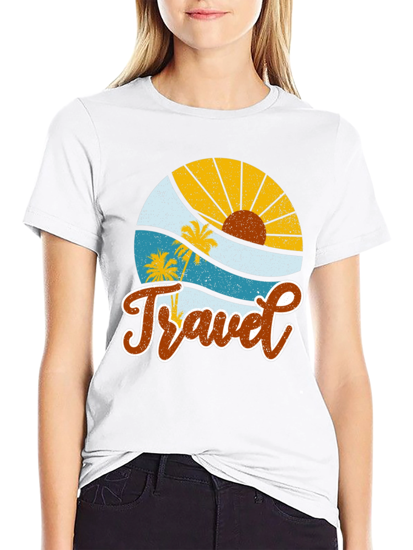 Retro Travel Graphic Tee - Tropical Vacation Shirt