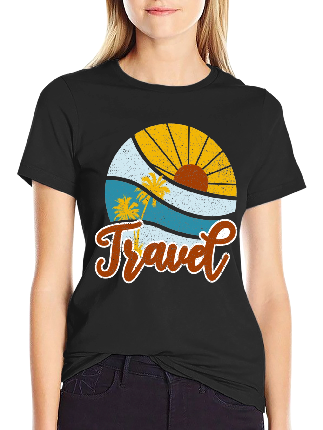 Retro Travel Graphic Tee - Tropical Vacation Shirt
