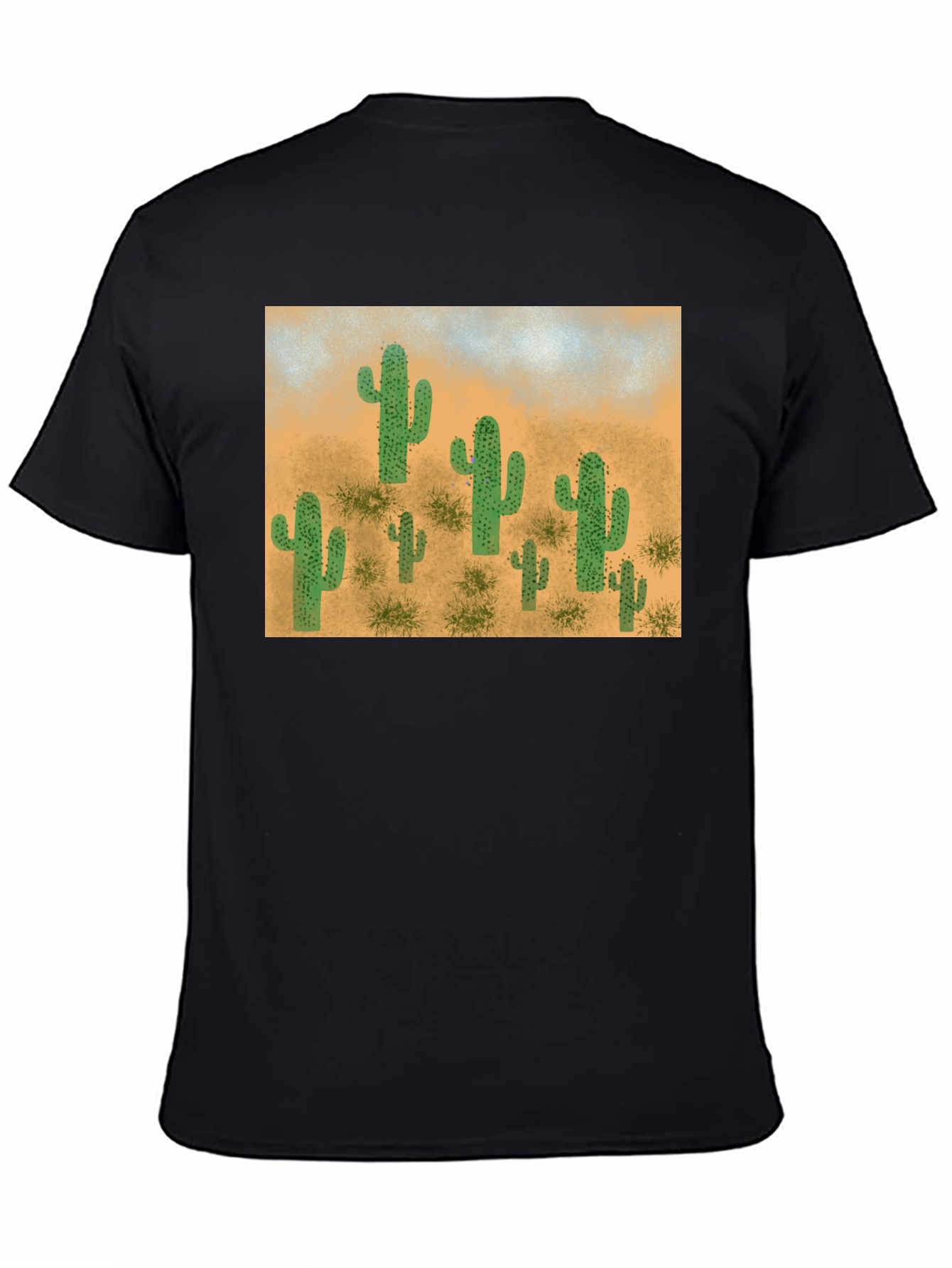 Cactus Desert Scene Graphic Tee - Black