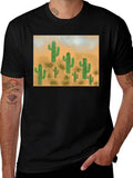 Cactus Desert Scene Graphic Tee - Black