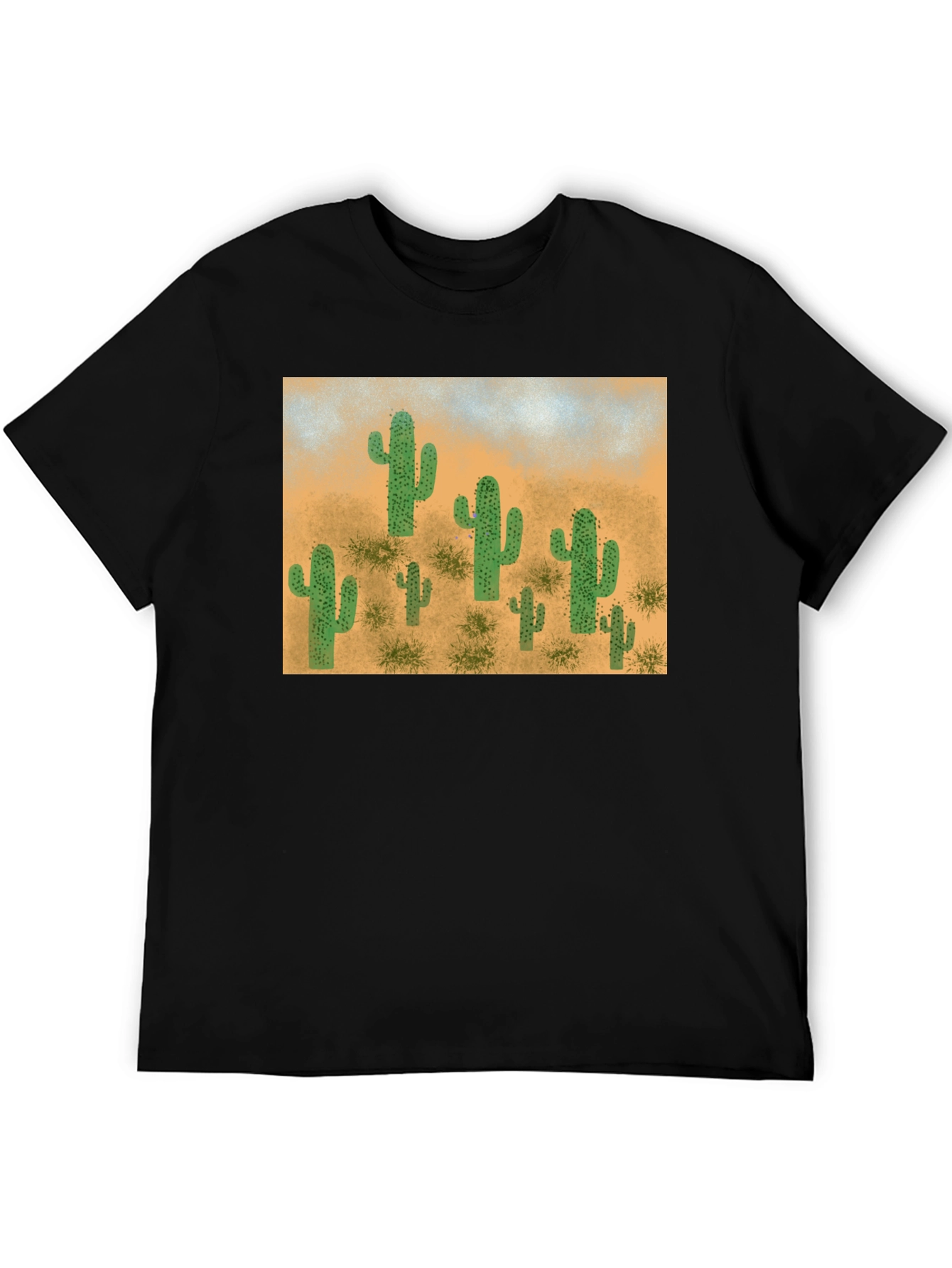 Cactus Desert Scene Graphic Tee - Black