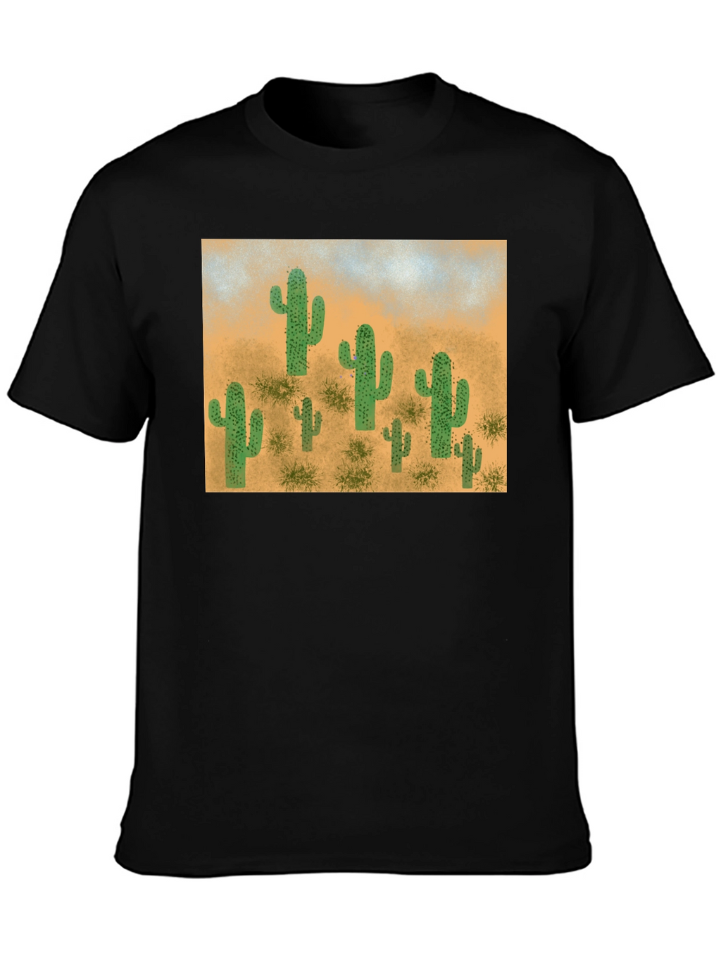 Cactus Desert Scene Graphic Tee - Black