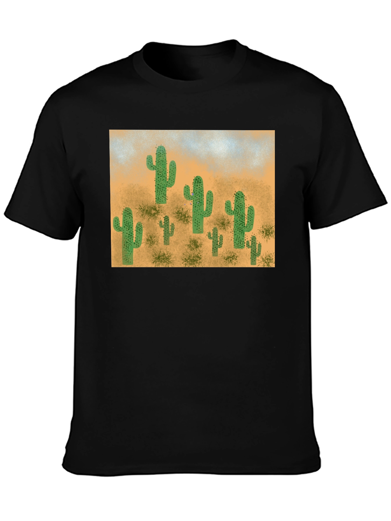 Cactus Desert Scene Graphic Tee - Black