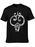 Key Graphic Tee - Black Cotton Blend Casual T-Shirt
