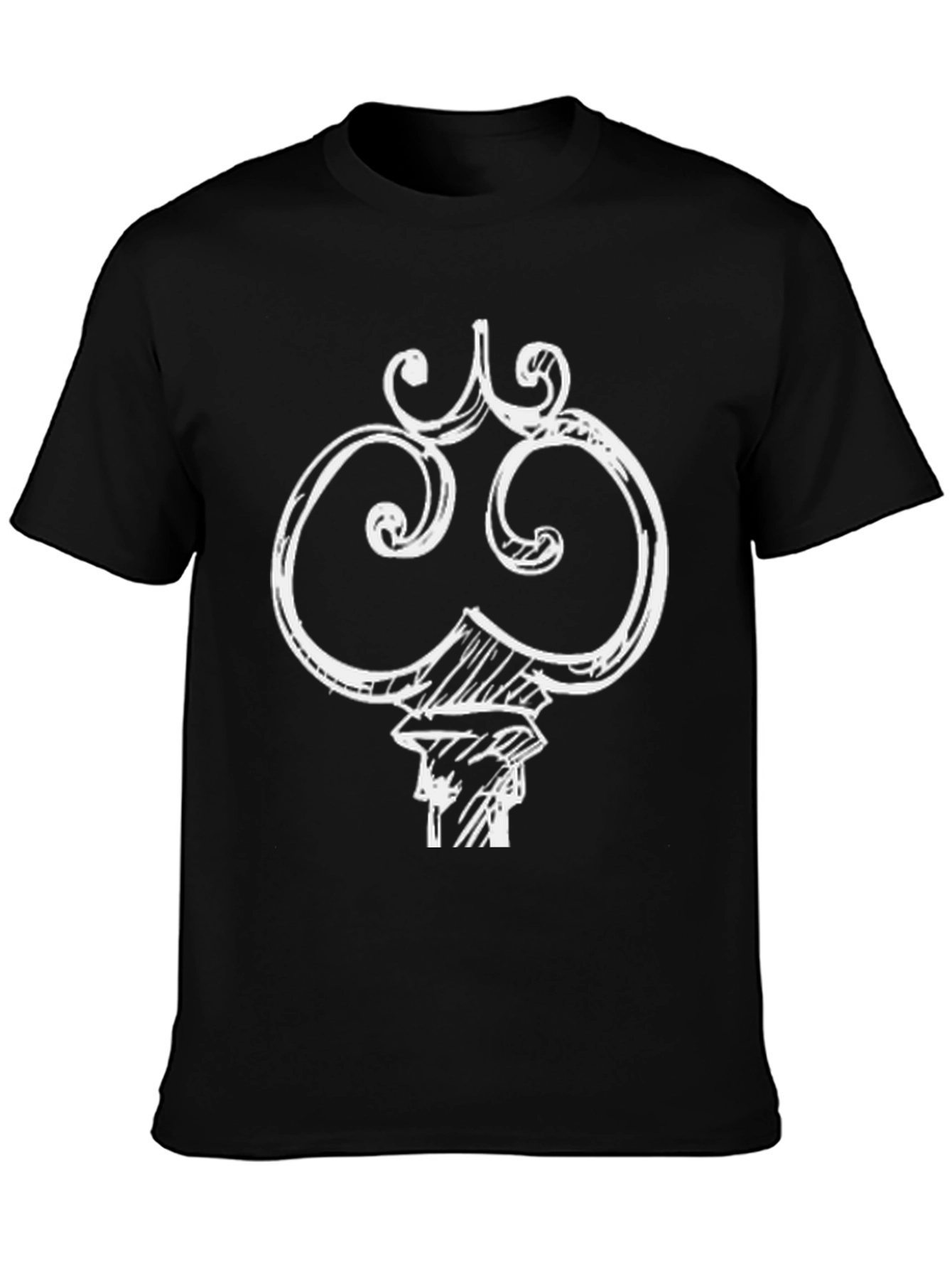 Key Graphic Tee - Black Cotton Blend Casual T-Shirt