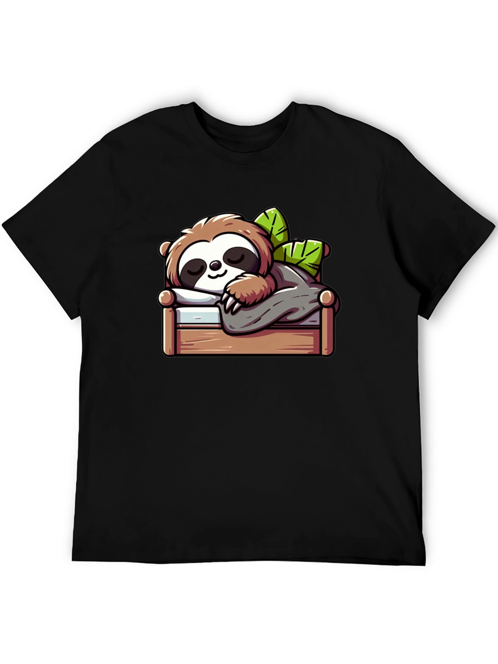 Sleeping Sloth Graphic Tee - Black Cotton Comfort