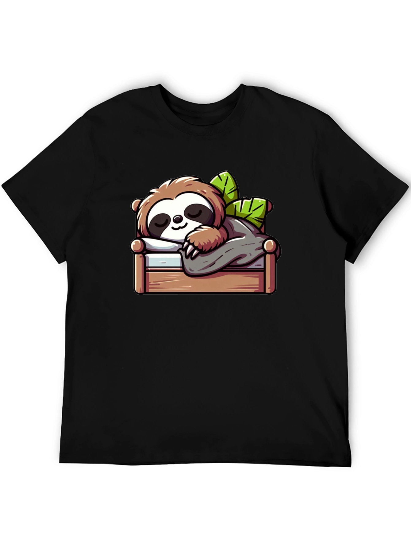 Sleeping Sloth Graphic Tee - Black Cotton Comfort
