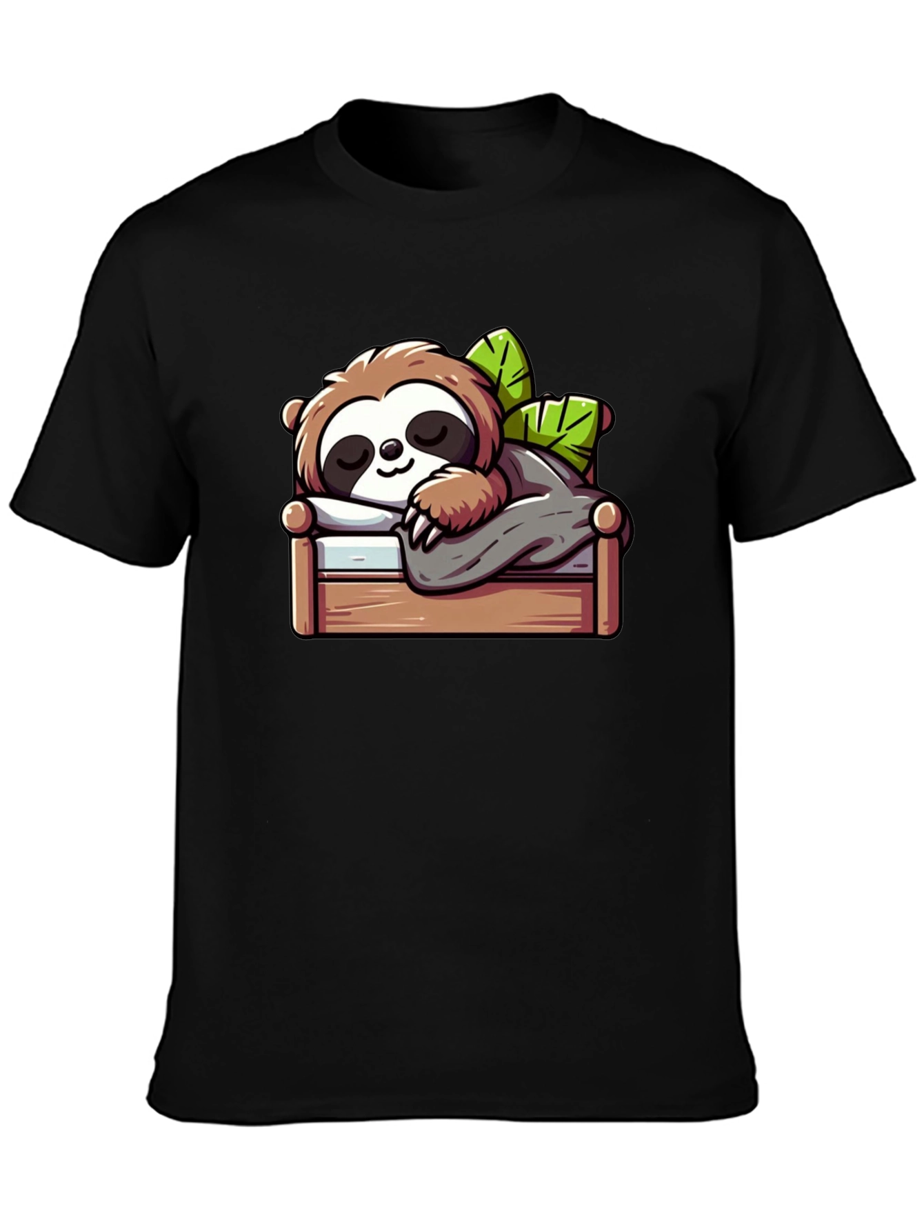 Sleeping Sloth Graphic Tee - Black Cotton Comfort