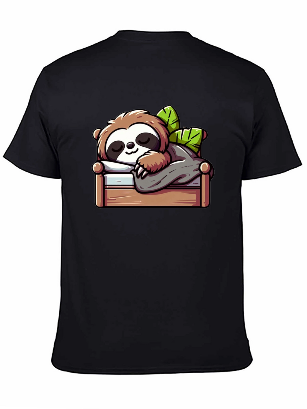 Sleeping Sloth Graphic Tee - Black Cotton Comfort
