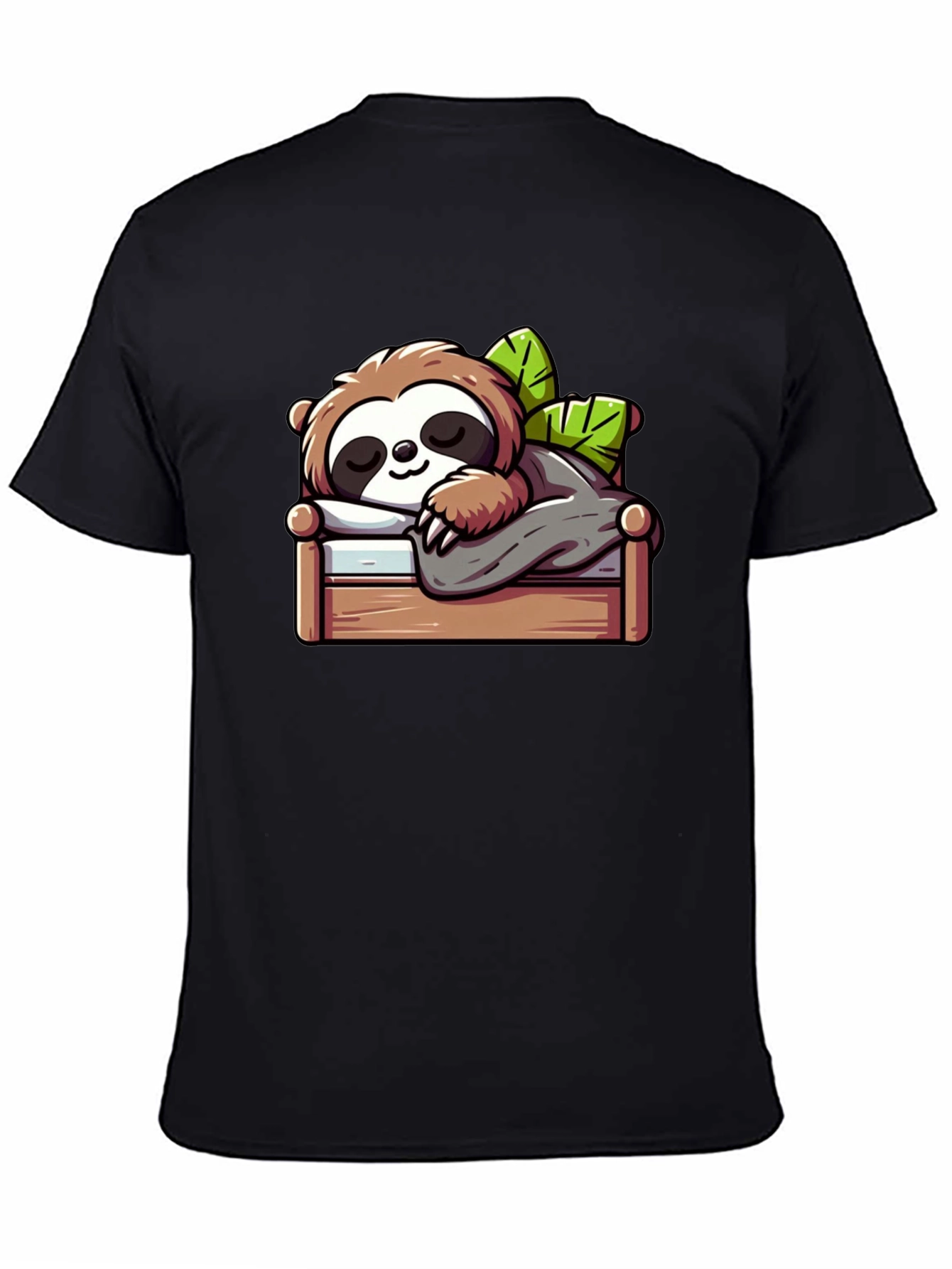 Sleeping Sloth Graphic Tee - Black Cotton Comfort
