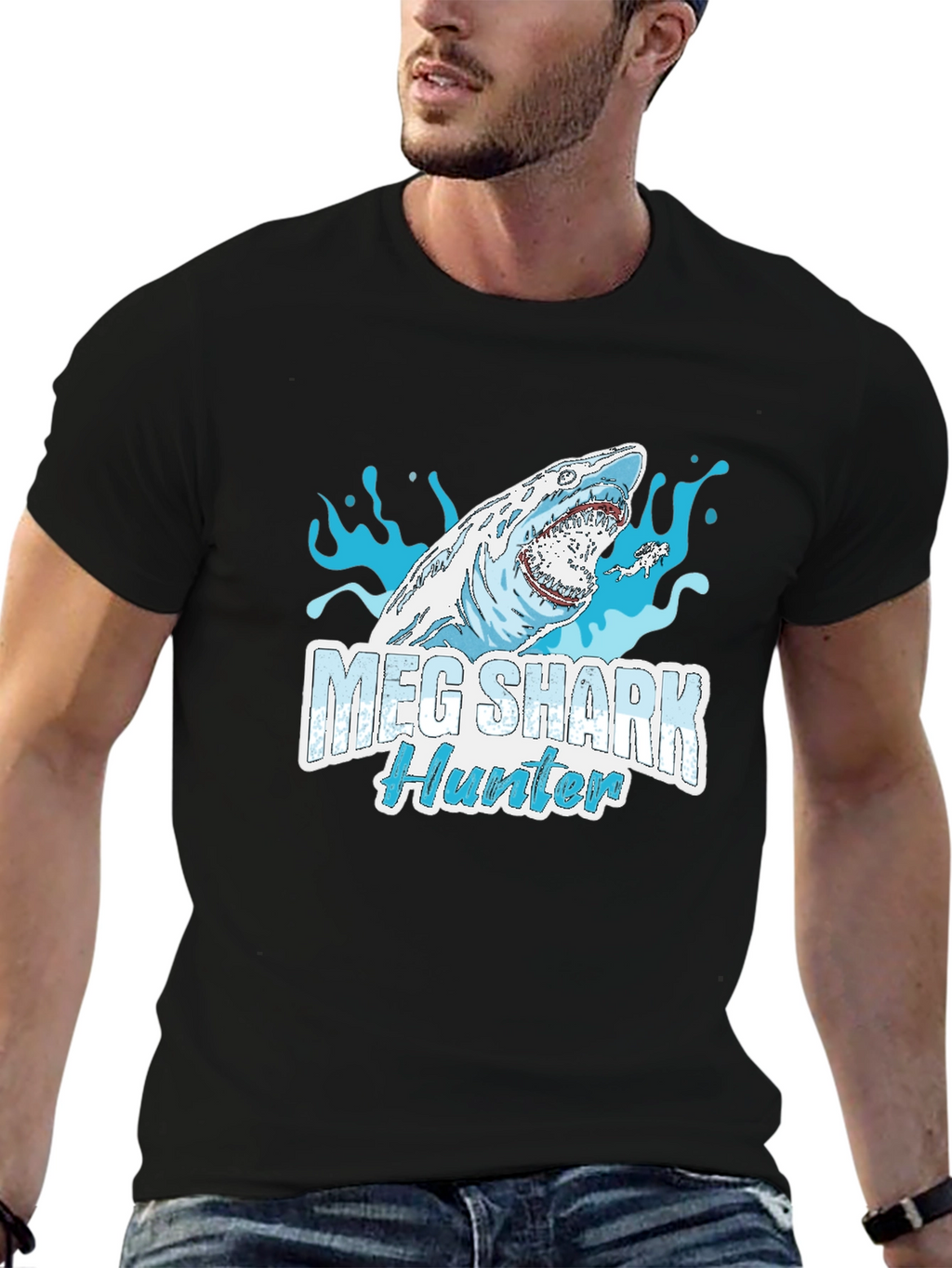 Meg Shark Hunter Graphic Tee - Cool Shark Design