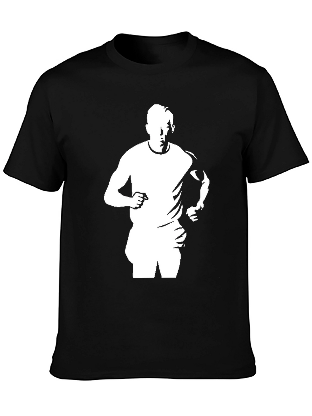 Black T-Shirt with Running Man Graphic