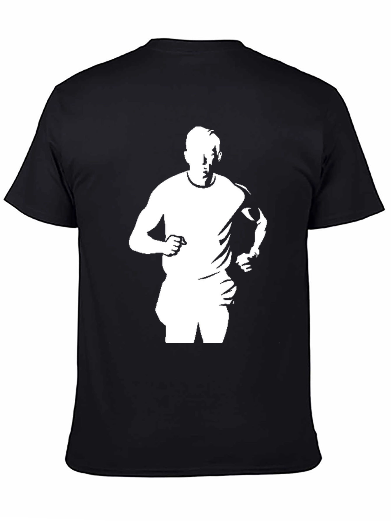Black T-Shirt with Running Man Graphic
