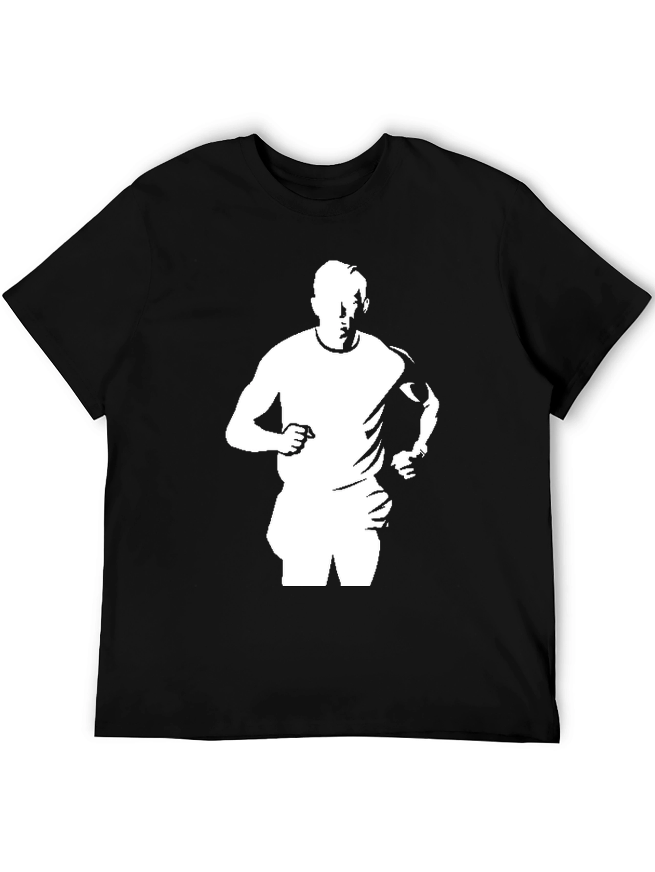 Black T-Shirt with Running Man Graphic