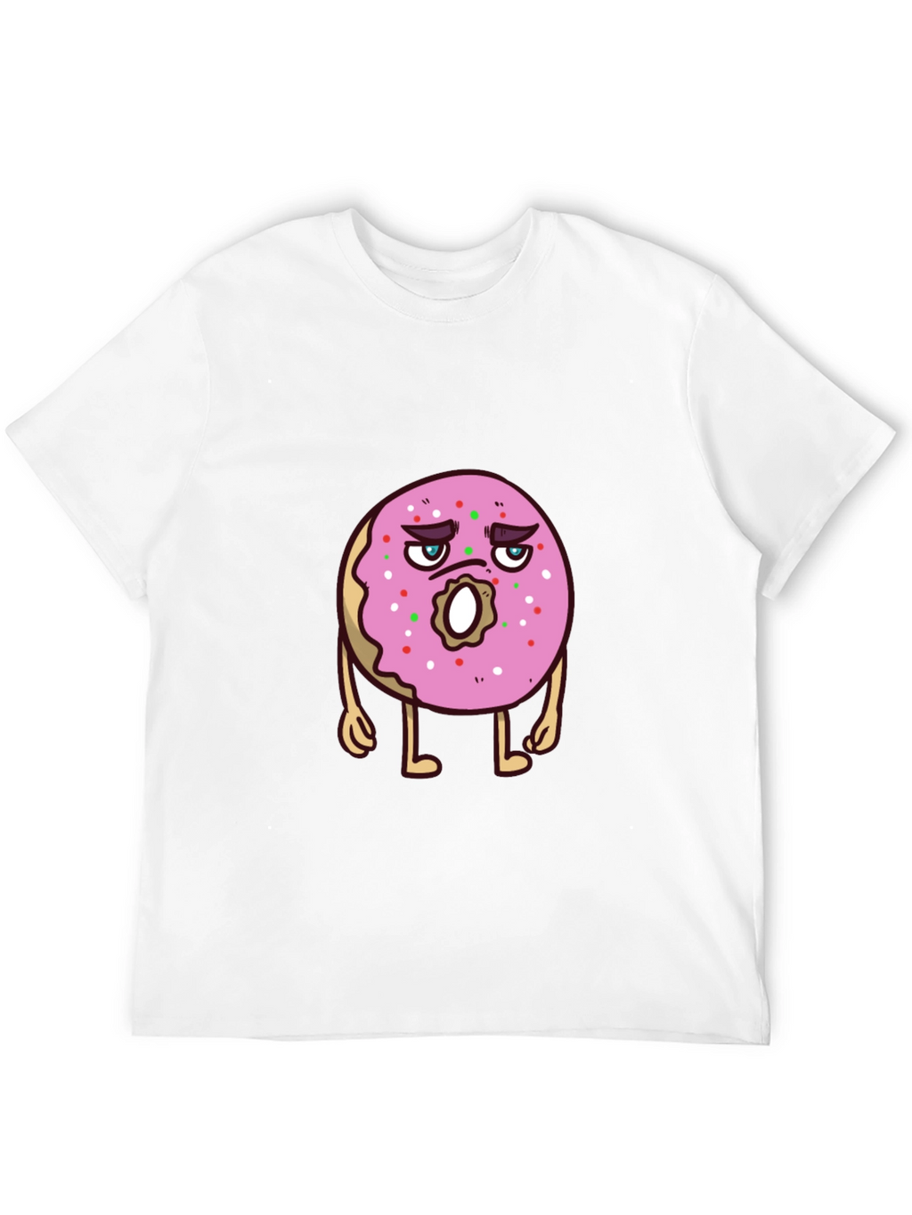 Cartoon Donut Graphic Tee - Black Cotton T-Shirt