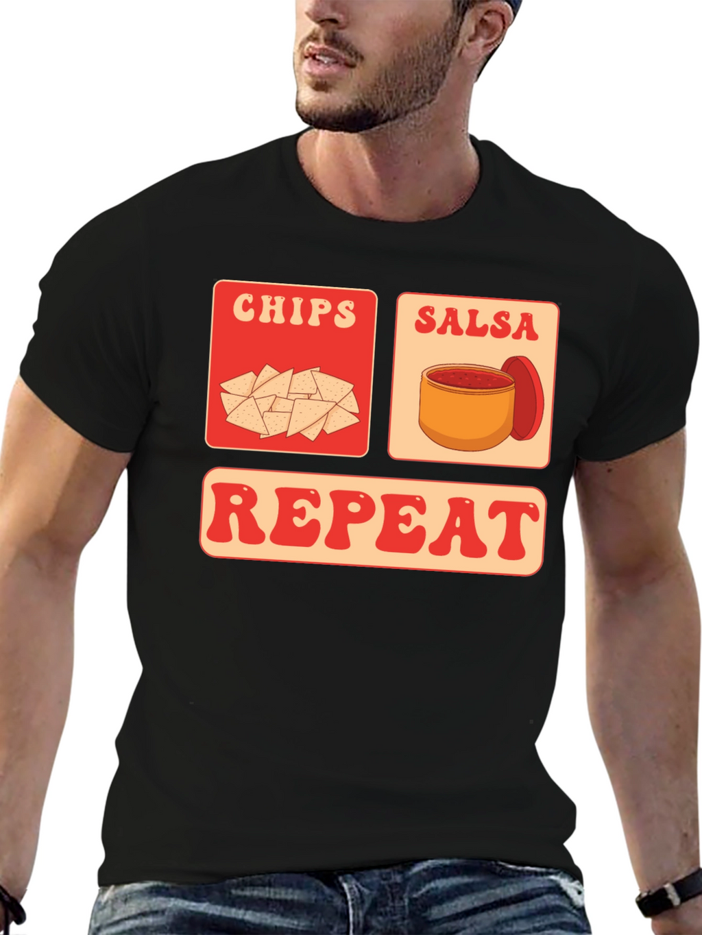 Chips Salsa Repeat Graphic Tee