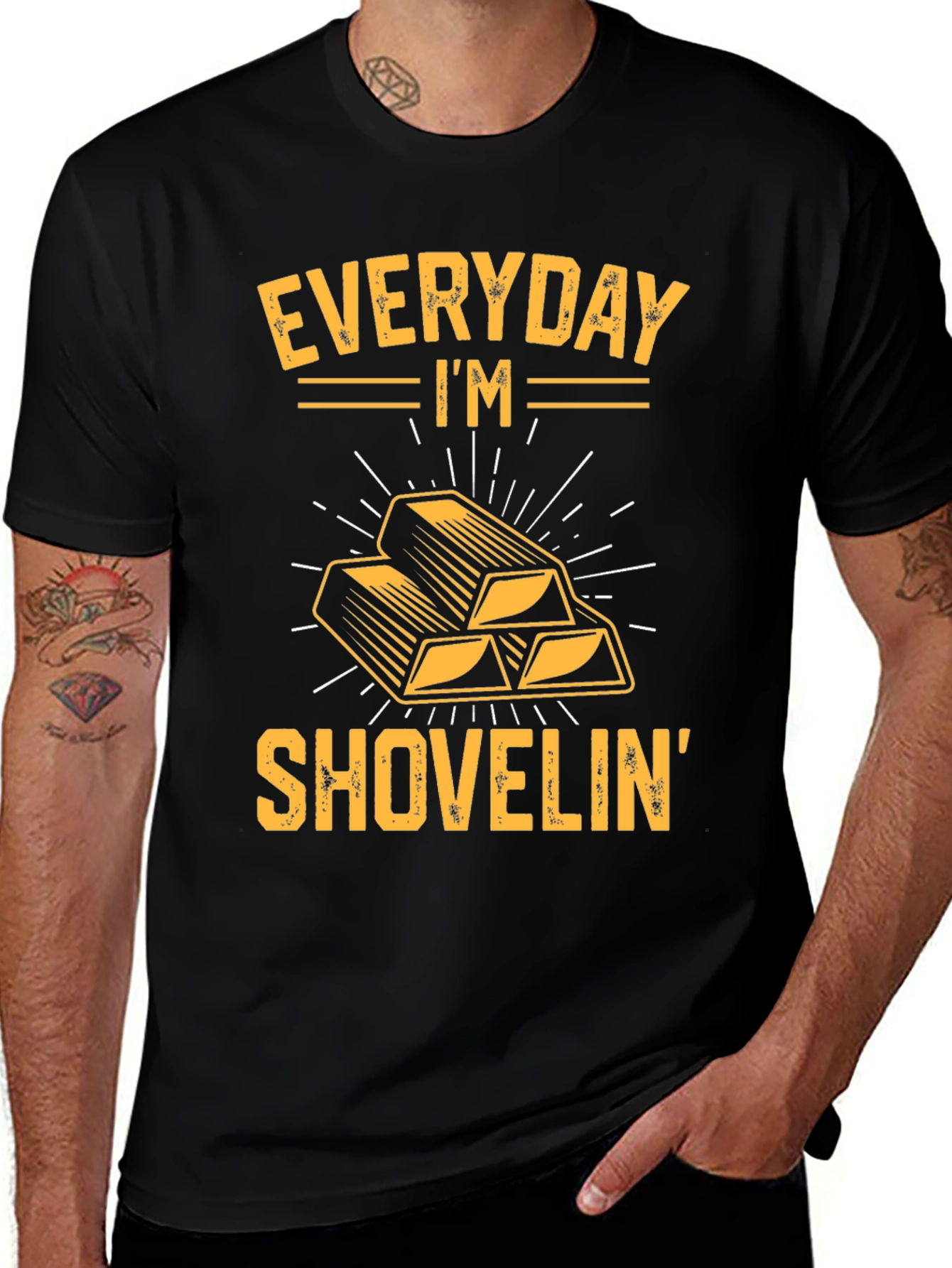 Everyday Im Shovelin Gold Bar Graphic T-Shirt