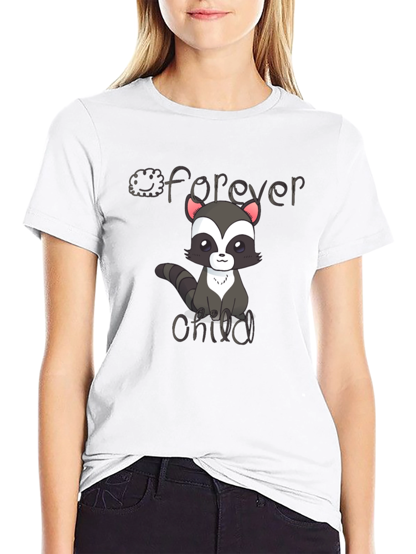 Forever Child Raccoon Graphic Tee - Cute Black Shirt