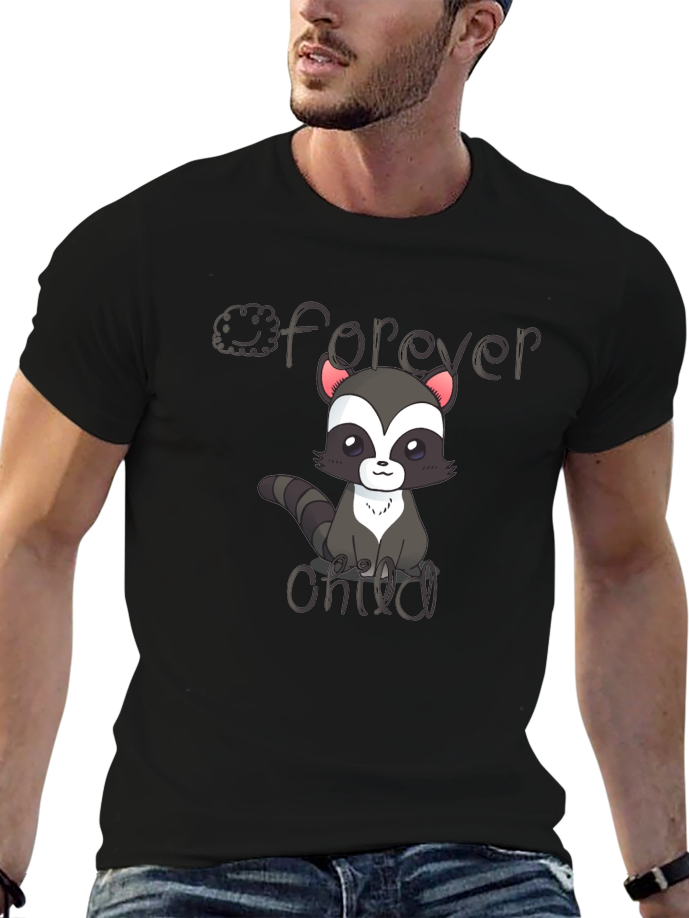 Forever Child Raccoon Graphic Tee - Cute Black Shirt