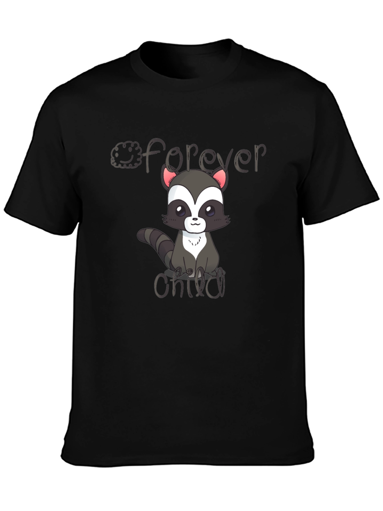 Forever Child Raccoon Graphic Tee - Cute Black Shirt