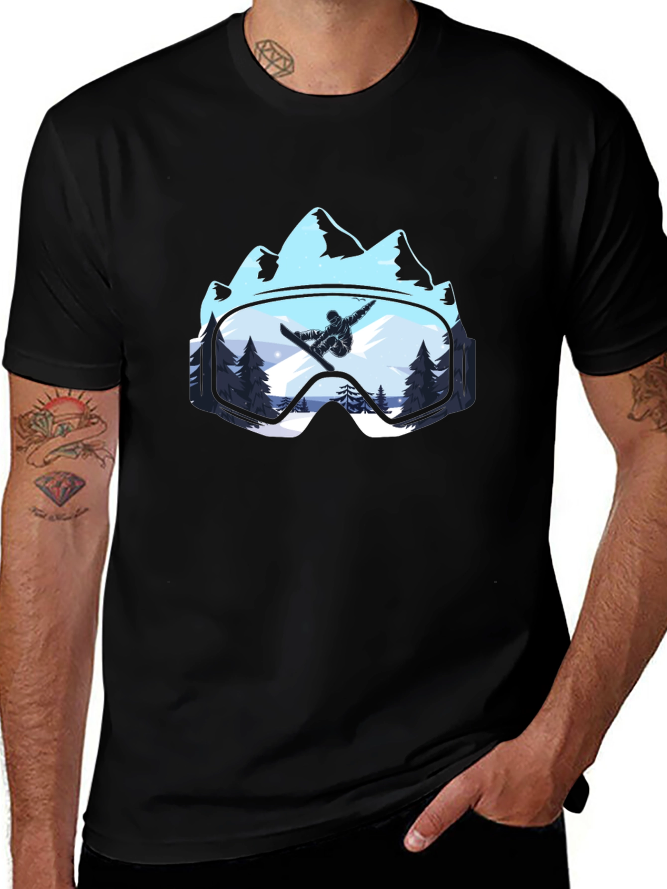 Snowboarder Mountain Goggles T-Shirt