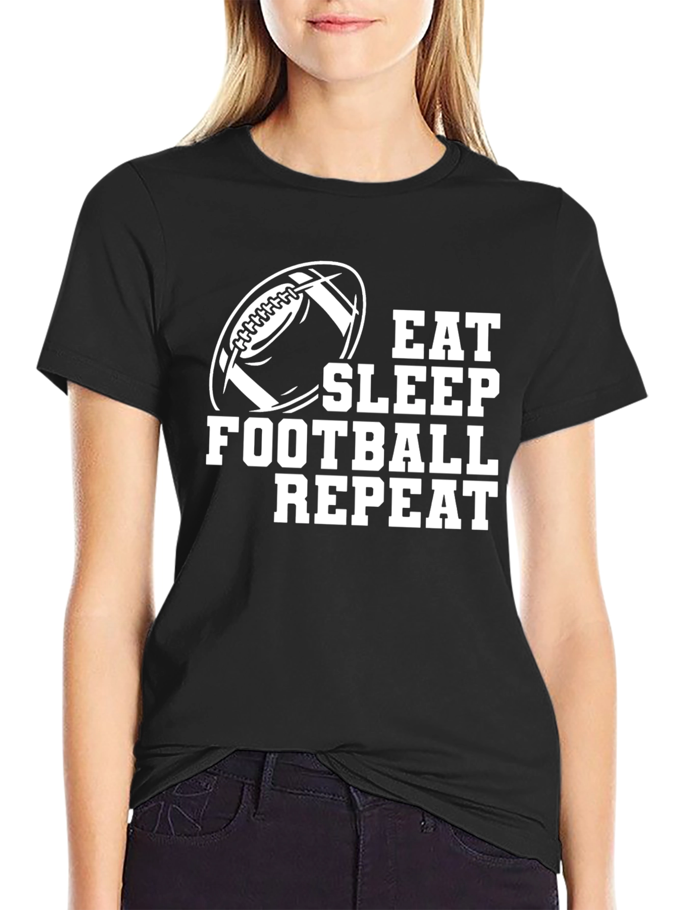 Eat Sleep Football Repeat - Mens Graphic Tee
