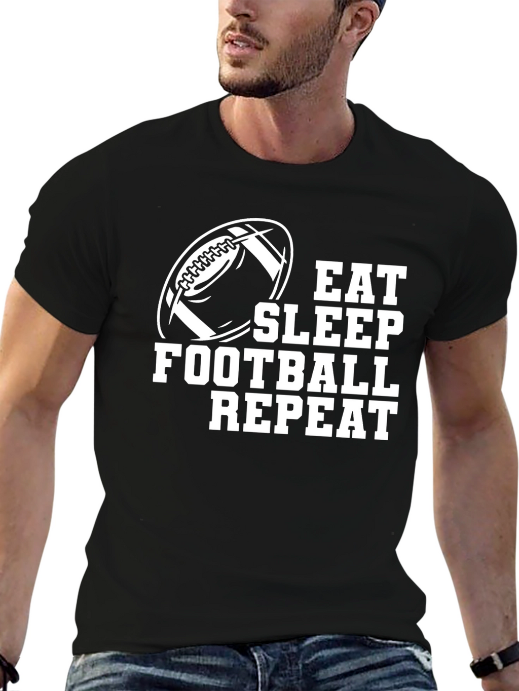Eat Sleep Football Repeat - Mens Graphic Tee
